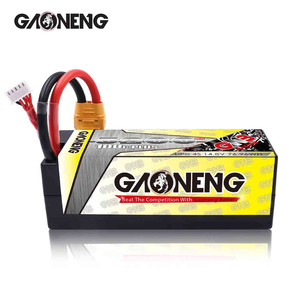 GNB GAONENG LiPo Battery 5200MAH 4S1P White Balance 14.8V 100C PLUS hardcase cabled with Red T-PLUG GNB65003S110WP