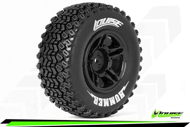 Louise RC-SC-HUMMER-1-10 Short Course Tire Set-Mounted-Soft-Black Wheels-Hex 12mm-SLASH 2WD-Front