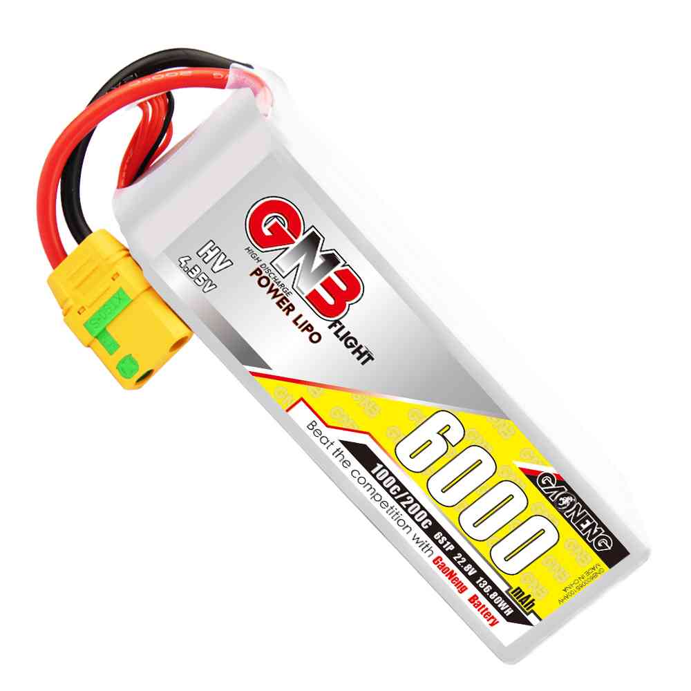 GNB GAONENG LiPo Battery 6000MAH 6S1P White Balance 22.8V 100C PLUS cabled with Red T-PLUG
