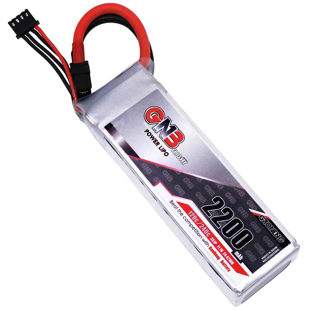 GNB GAONENG LiPo Battery 2200MAH 3S1P White Balance 11.1V 120C PLUS cabled with Red T-PLUG