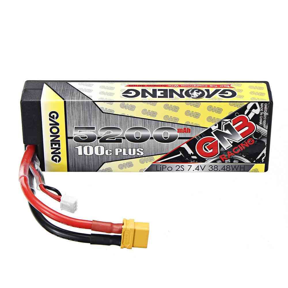 GNB GAONENG LiPo Battery 5200MAH 2S1P White Balance 7.4V 100C PLUS hardcase cabled with Red T-PLUG