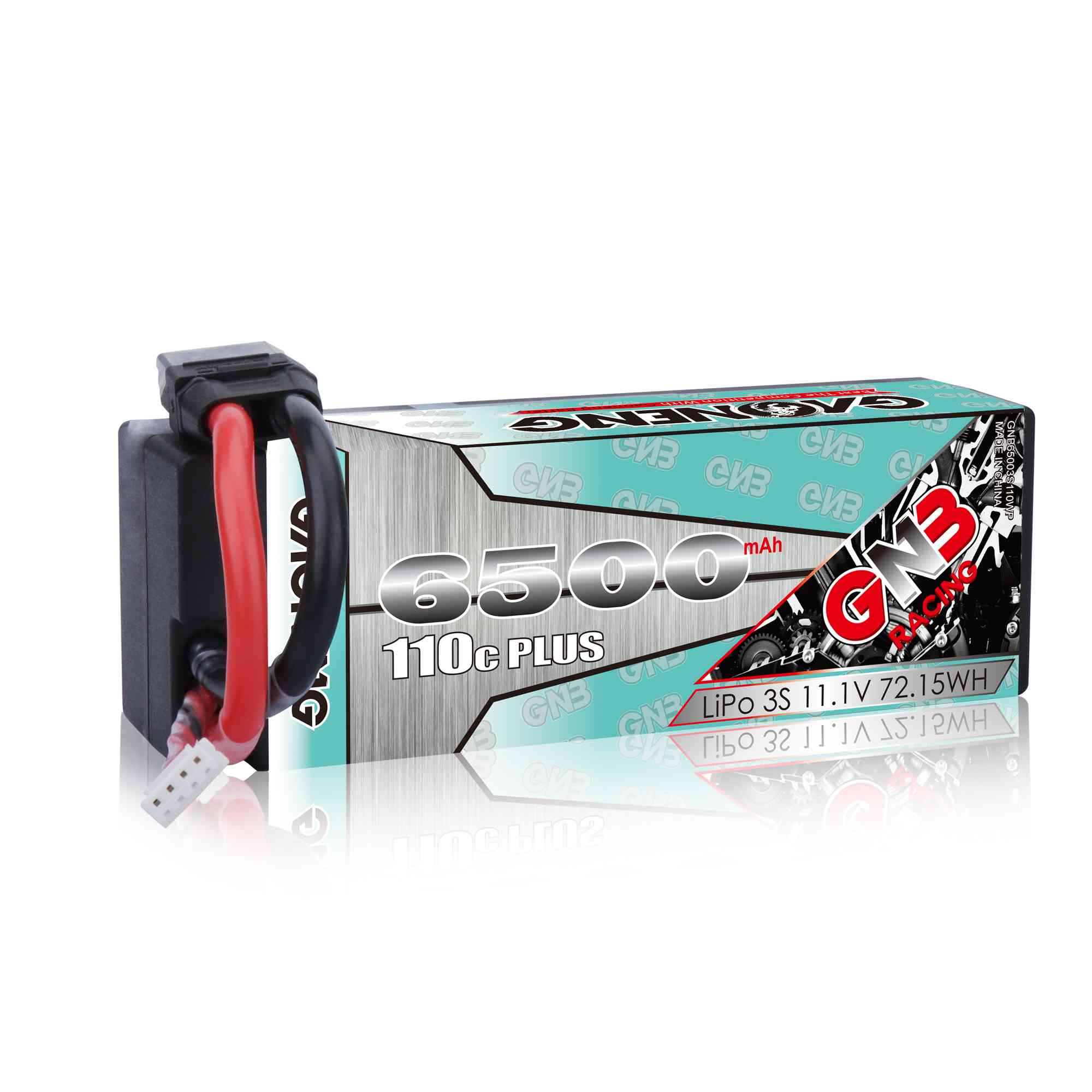 GNB GAONENG LiPo Battery 6500MAH 3S2P Black Balance 11.1V 110C PLUS hardcase cabled with Red T-PLUG