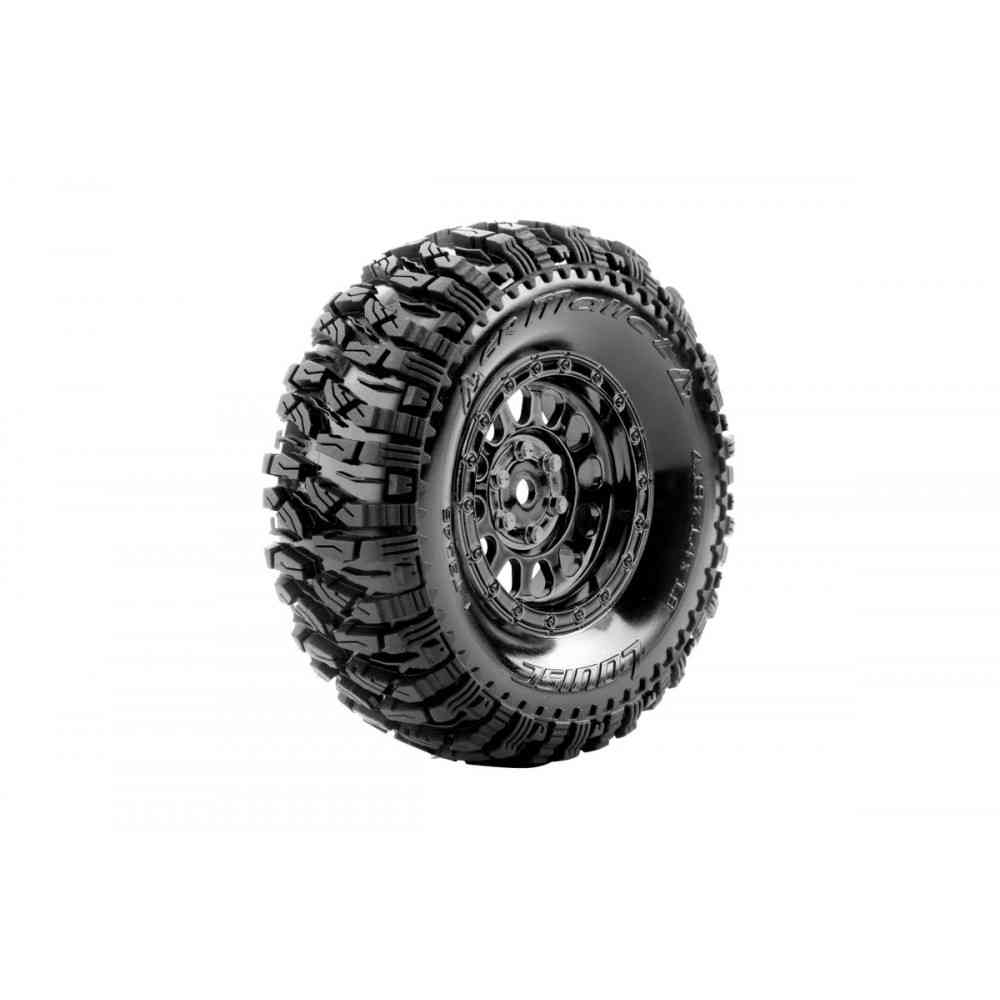 Louise RC - CR-MALLET - Class 1 - 1-10 Crawler Tire Set - Mounted - Super Soft - Black Chrome 1.9 Wheels - Hex 12mm