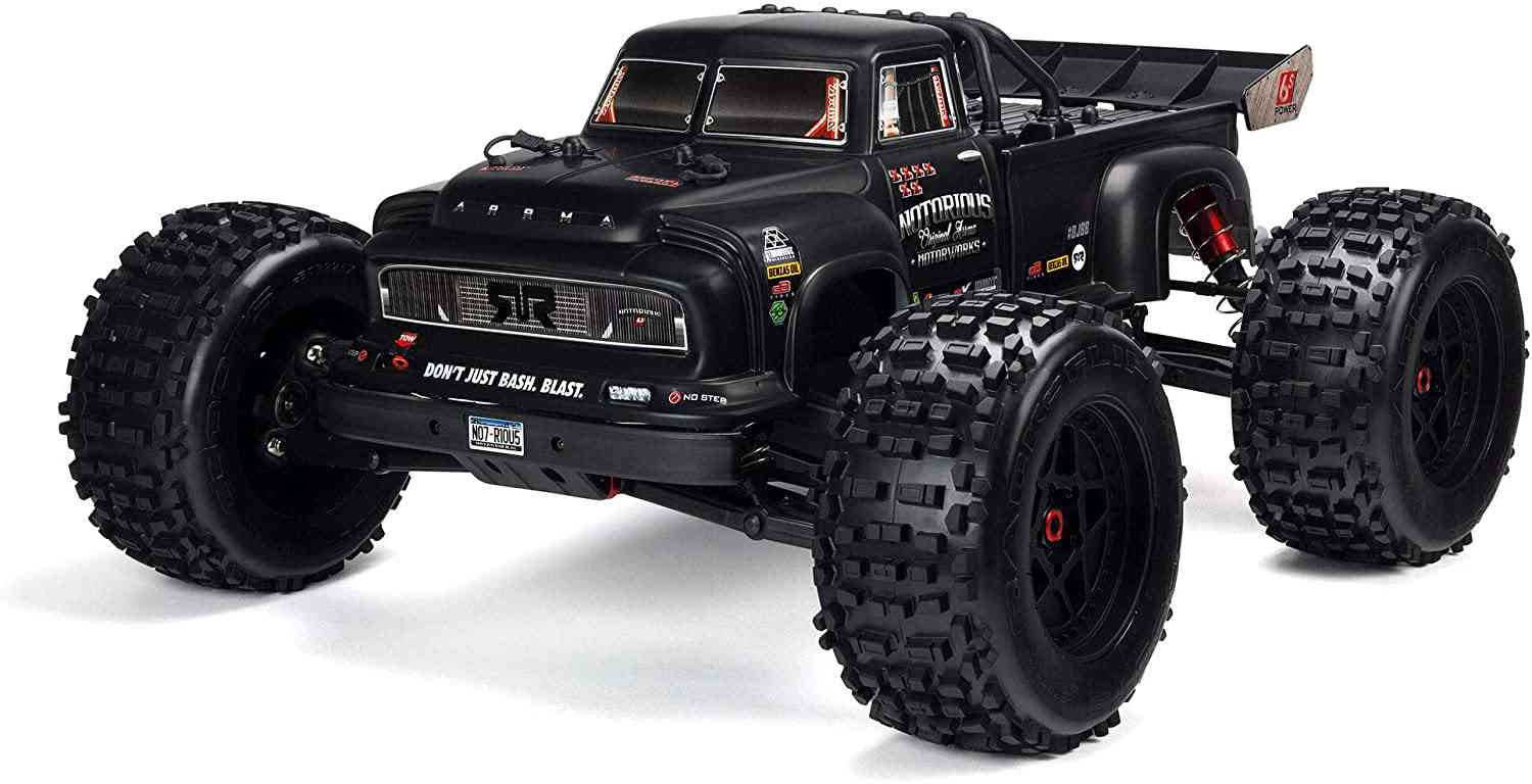 ARRMA 最新V5型 ノトーリアス1/8 1/8 NOTORIOUS 6S 4X4 RTR Brushless Stunt Truck, Black | ARRMA